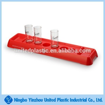 new items custom PS plastic red color shot glass holder tray