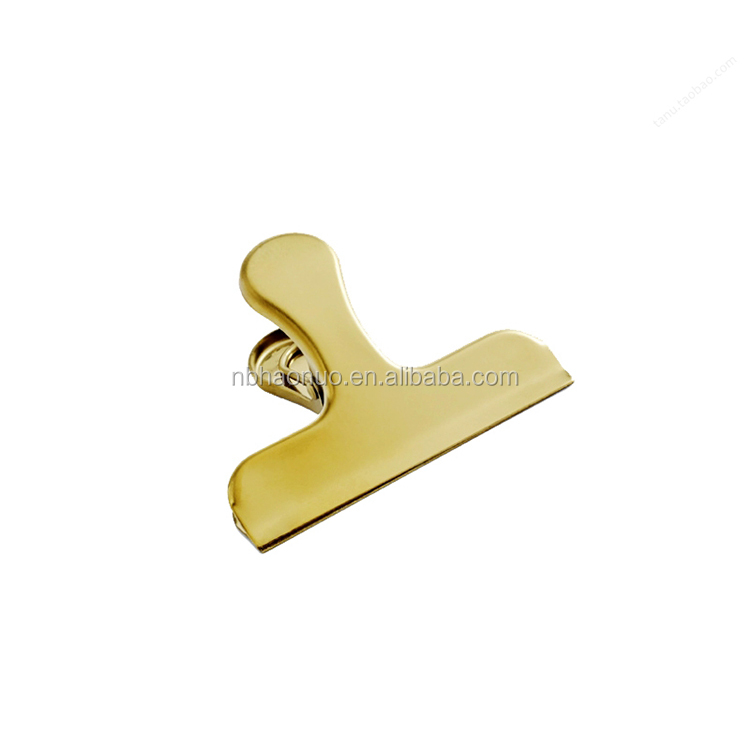 Cartella in metallo con manico in ottone nordico con manico dorato a coda lunga con clip di tenuta