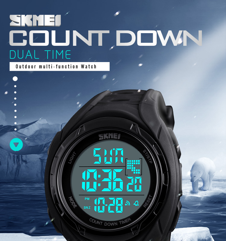 Skmei fashion chronograph large display lcd american sports digital watches