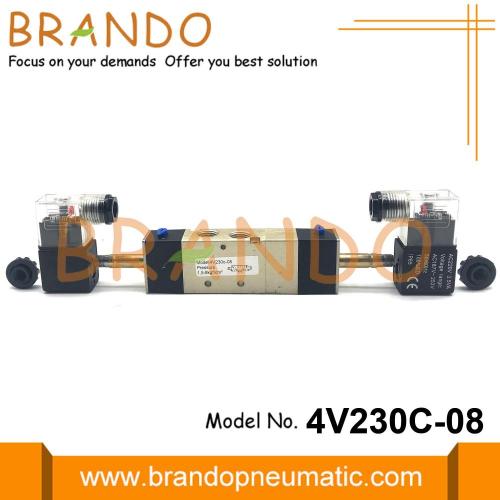 24VDC 4V230C-08 공압 밸브 5 Way 3 위치