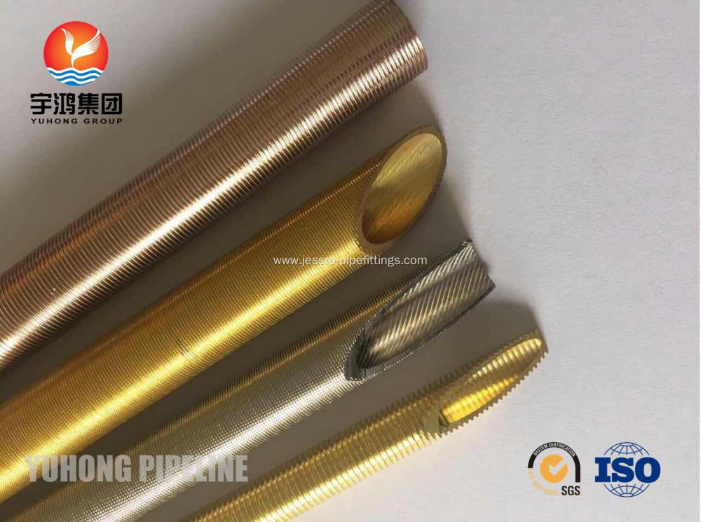 Seamless Brass Low Fin Tube ASME SB111 C44300 For Condenser and Oil Cooler