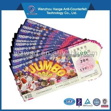 Impresión de ticket de lotería de papel personalizado