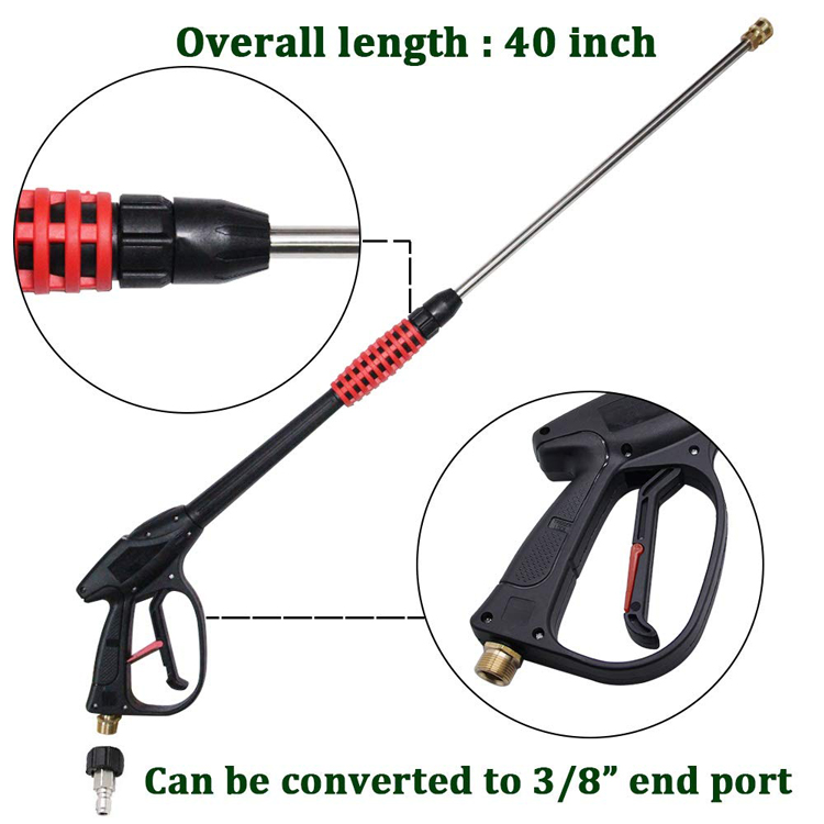 3000 PSI Gasoline High Pressure Power Washer Spray Gun with Replacement Wand