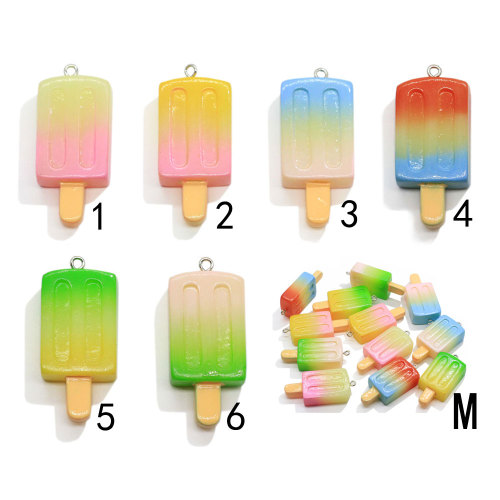 Venta caliente 100 Uds resina 3D verano dulce paletas de abalorios comida Artificial miniatura artesanía collar colgante adorno