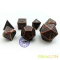 Bescon New Style Antique Copper Solid Metal Polyhedral Dice Set of 7 Copper Metallic RPG Role Playing Game Dice 7pcs Set D4-D20