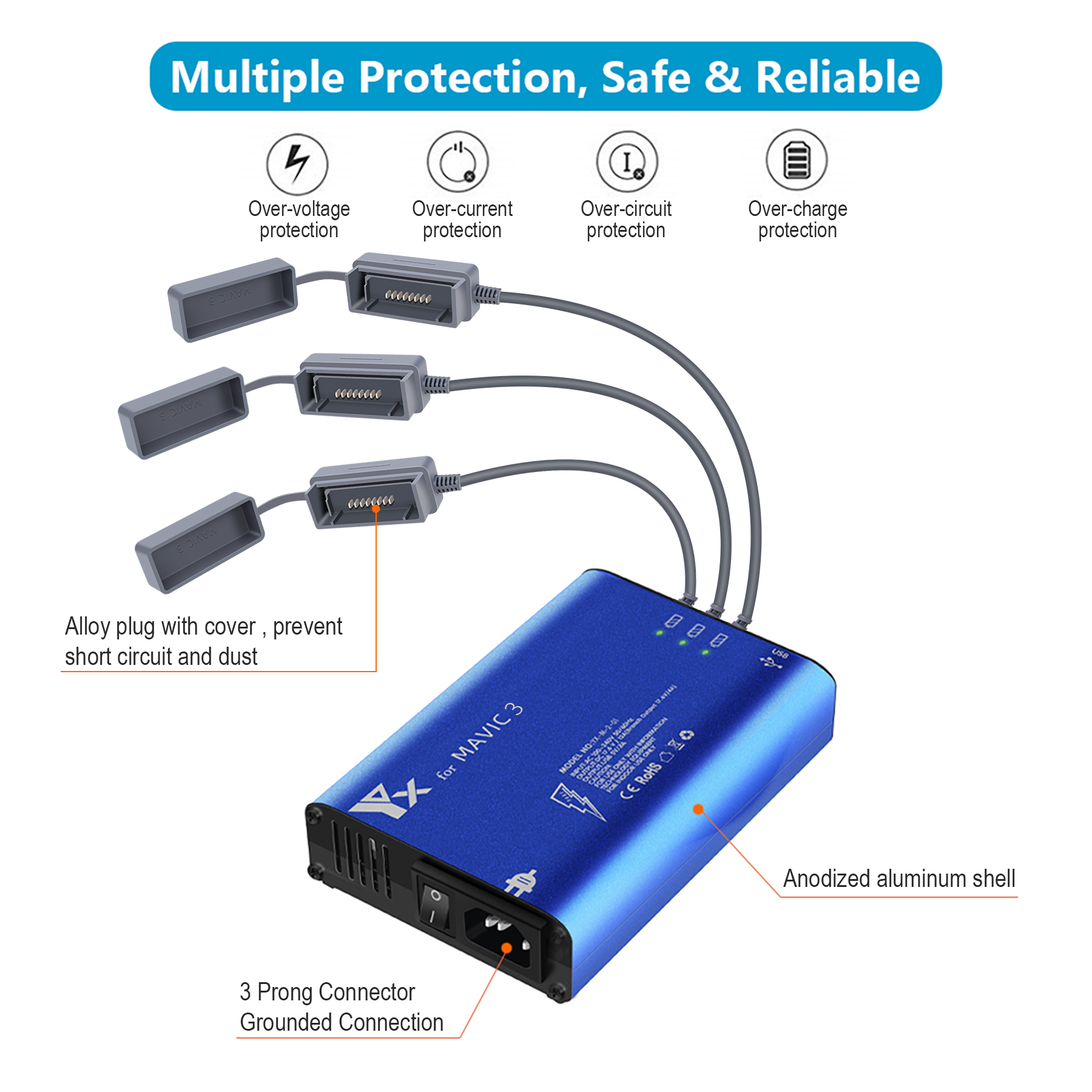 Mavic 3 Battery Charger Drone Flight Batteries Intelligent Fast Charging Hub for DJI Mavic 3 Accessories