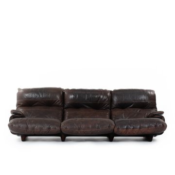 YUANF Organic Modern Leather Sofa Mid-Century Modern Couch