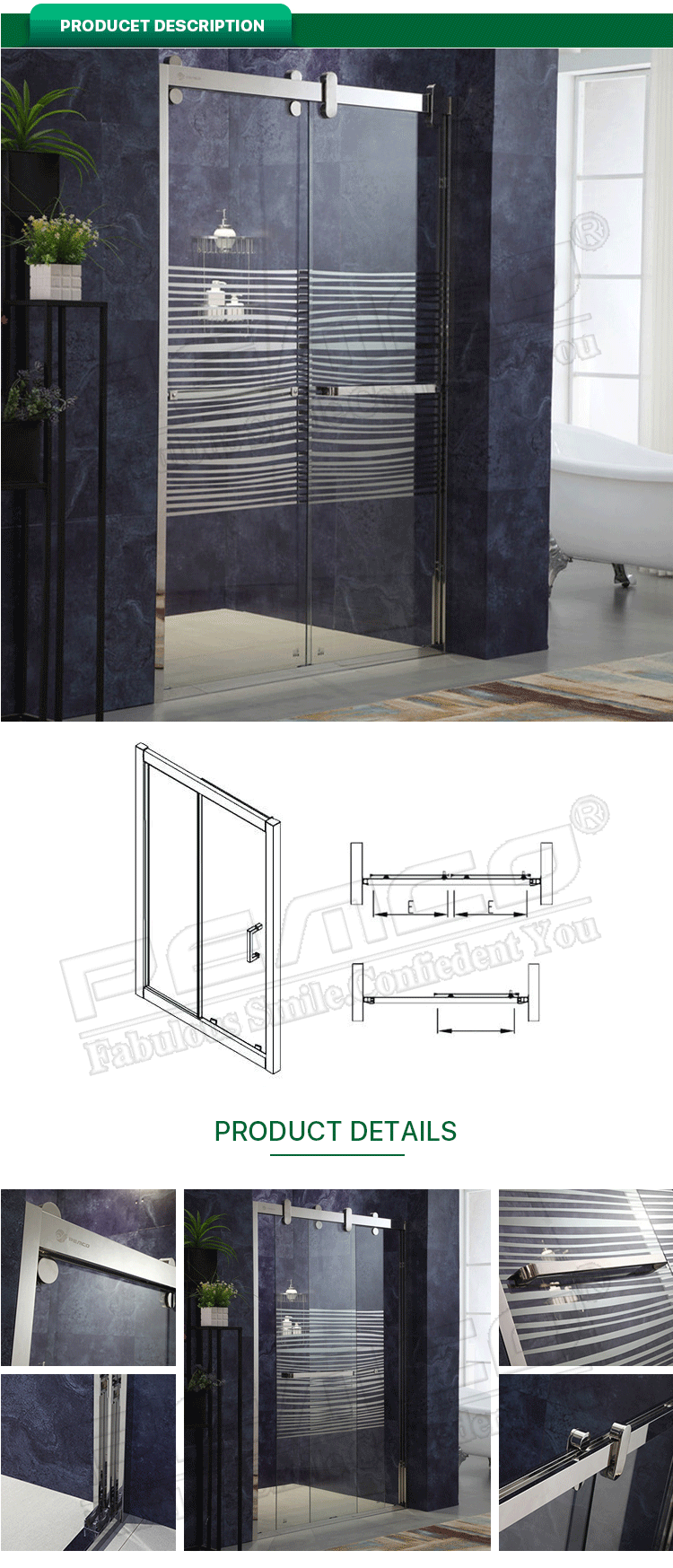 Multi-functional Bathroom Shower Room Stainless Steel Frame Safety Tempered Glass Shower Cubicle