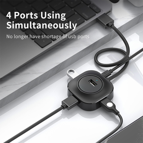 Multifunctional 4 In 1 USB2.0 Hub Splitter Black