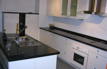 Customized dark countertop cabinets