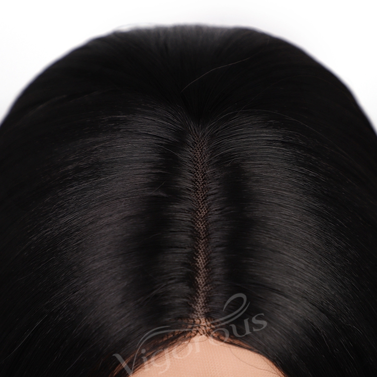 Cheap Price Popular Vendor Wholesale Synthetic Fiber Wigs For Women U Part Lace Middle Part Long Silky Straight Wave Black Hair