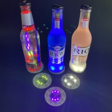 Illuminated RGB Bottle Sticker with Blinking and Steady Light-Up Coaster