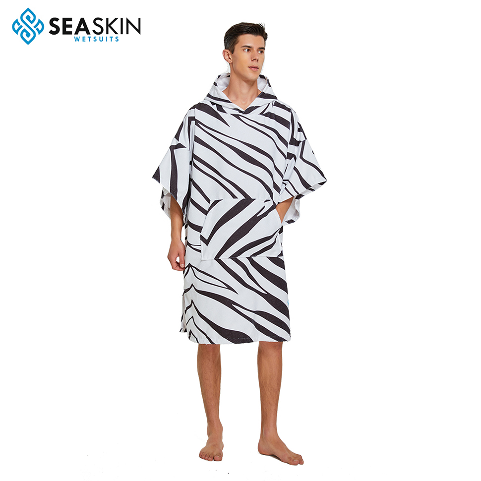 Seaskin Custom Digital Print Microfiber Adult Surf Poncho Hooded Handduk Poncho