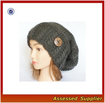 XJ0613/Winter slouch beanies hat with button/ cheap beanies hat