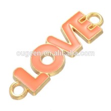 zinc alloy alphabet jewelry findings love components enamel love necklace pendant
