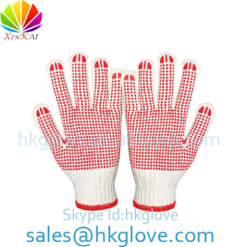 Cotton Knitted Gloves with Pvc Dots FOR LABOURS HKA4027