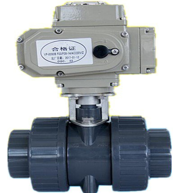 double union true union PVC motorized ball valve, PVC ball valve,