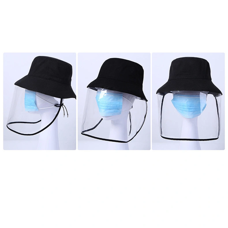 Outdoor Unisex TPU Clear Face Shield Dustproof Protective Face Hat Anti-Fog Adjustable Size Fisherman Hat