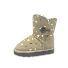 Brown Star Print Girls Winter Boots of Kids