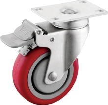 Medium Duty PU Casters with Plastic Brakes