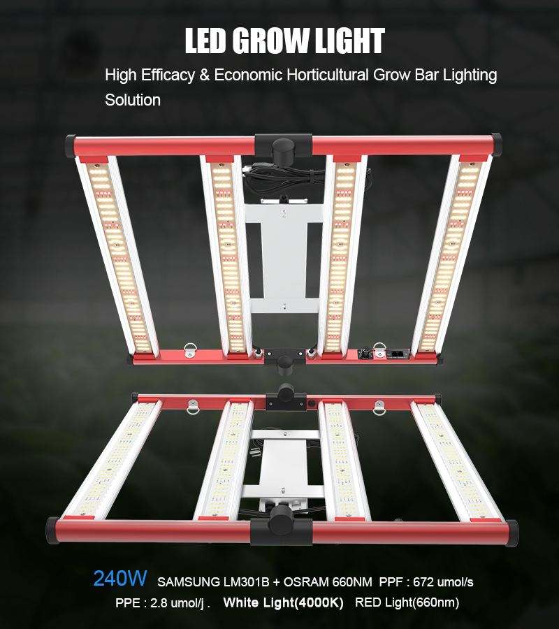 Luces de cultivo LED plegables de 240W impermeables