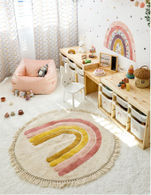 Children's carpet with rainbow circular tassel carpet