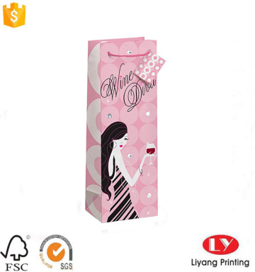 Printed Wine Bottle Packing Paper Bag