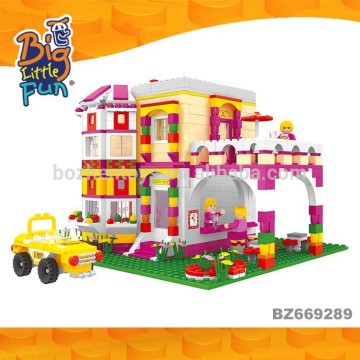 Princess villa plastic beautiful house model restaurant toys play house building blocks for girl