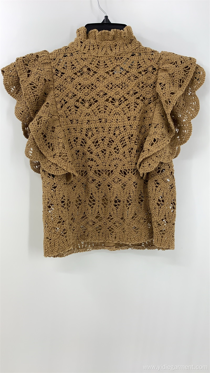 Tan Color Crochet Lace Crop Top