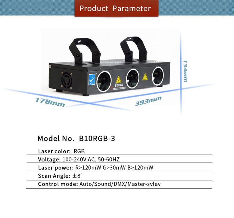 2020 NEW Big dipper RGB full color Three-eye Laser Light show equipment B10RGB/3