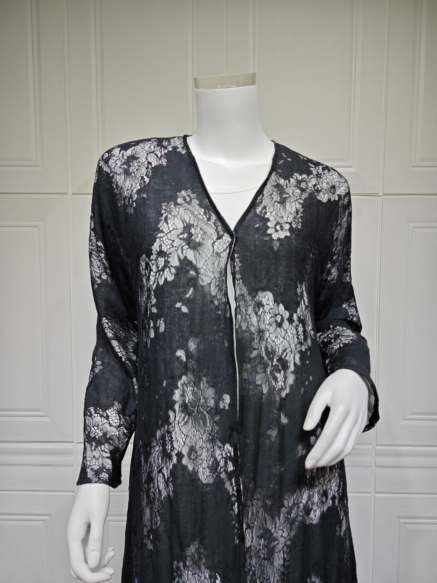 ژاکت کش باف پشمی توری Abaya MQ292 (2) Lace Abaya Cardigan MQ292 (2)