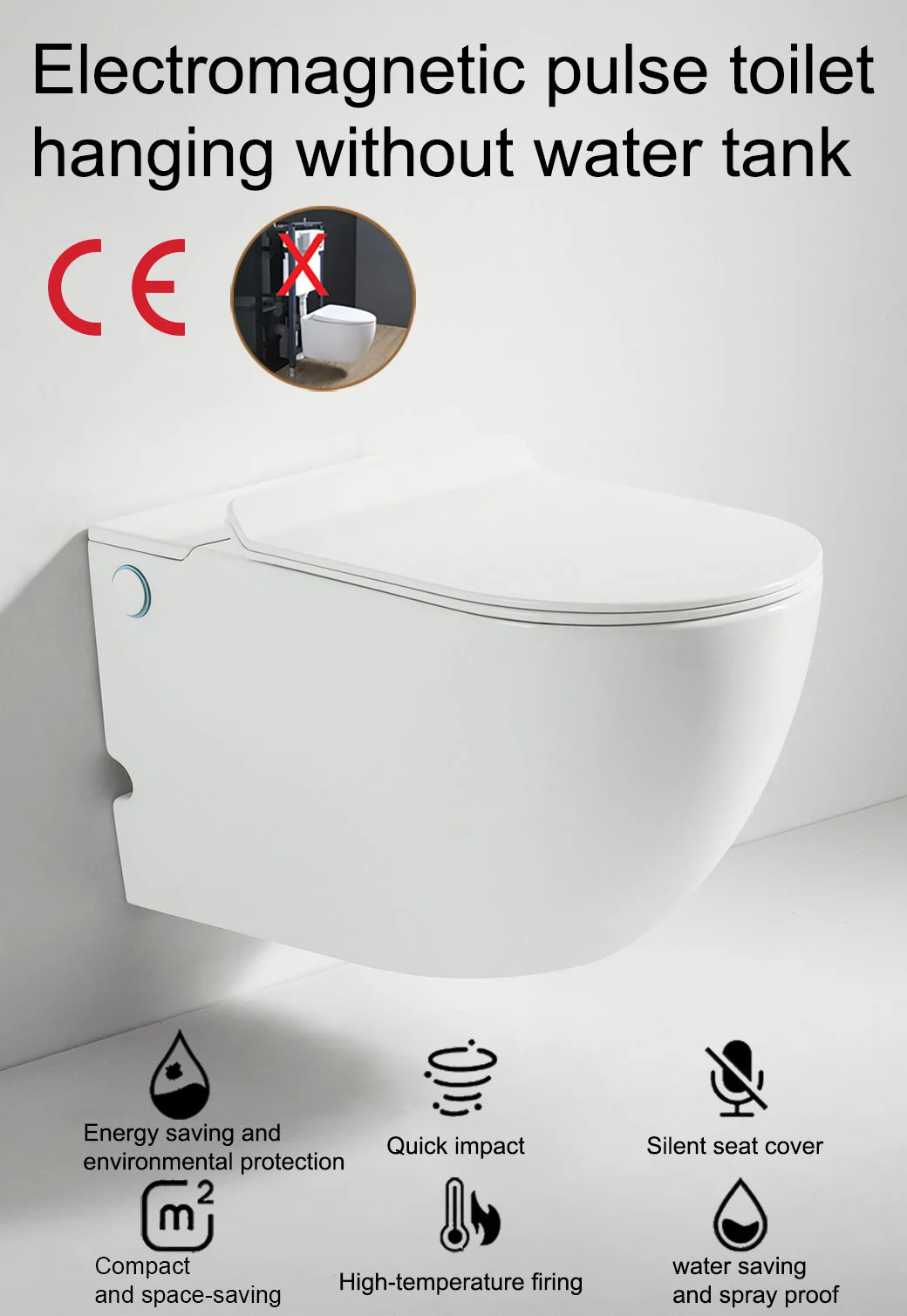 Water Saving Pulse Solenoid Wc Toilet Wall Hung New Electronic Toilet