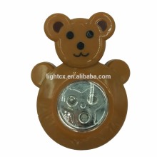 animal shape 3 led touch light mini brown bear tap lamp with stick operated 3XAAA battery