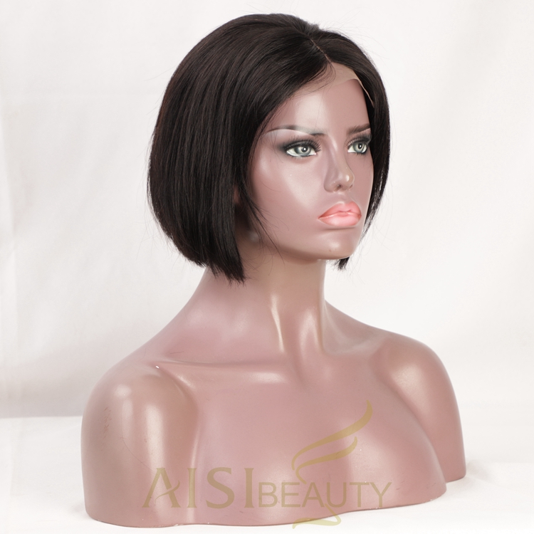 Aisi Beauty Cheap Short Bob Silky Straight Wig Top Quality Natural Black Swiss Lace Wig Lace Front Wigs For Black Women