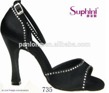 Elegant Crystal Pole Latin Salsa Dance Shoe Black