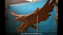 Chinese factory cast outdoor bronze eagle statue flying hawk sculpture