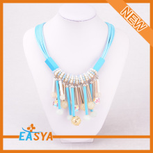 Sky Blue Tassels Pendant Handmade Bead Necklace Design