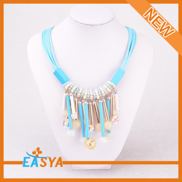 Sky Blue Tassels Pendant Handmade Bead Necklace Design