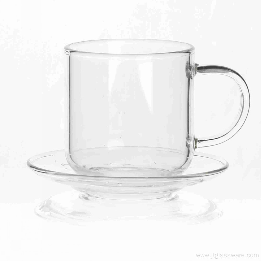 Heat Coffee Glass Mugs With Saucer