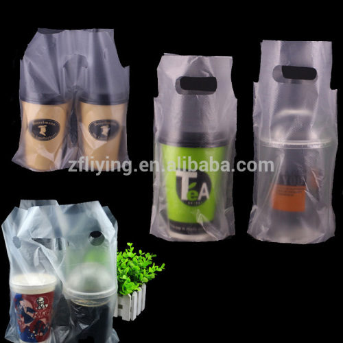 PE drinking cups holder plastic bag with seal in middle,30micron