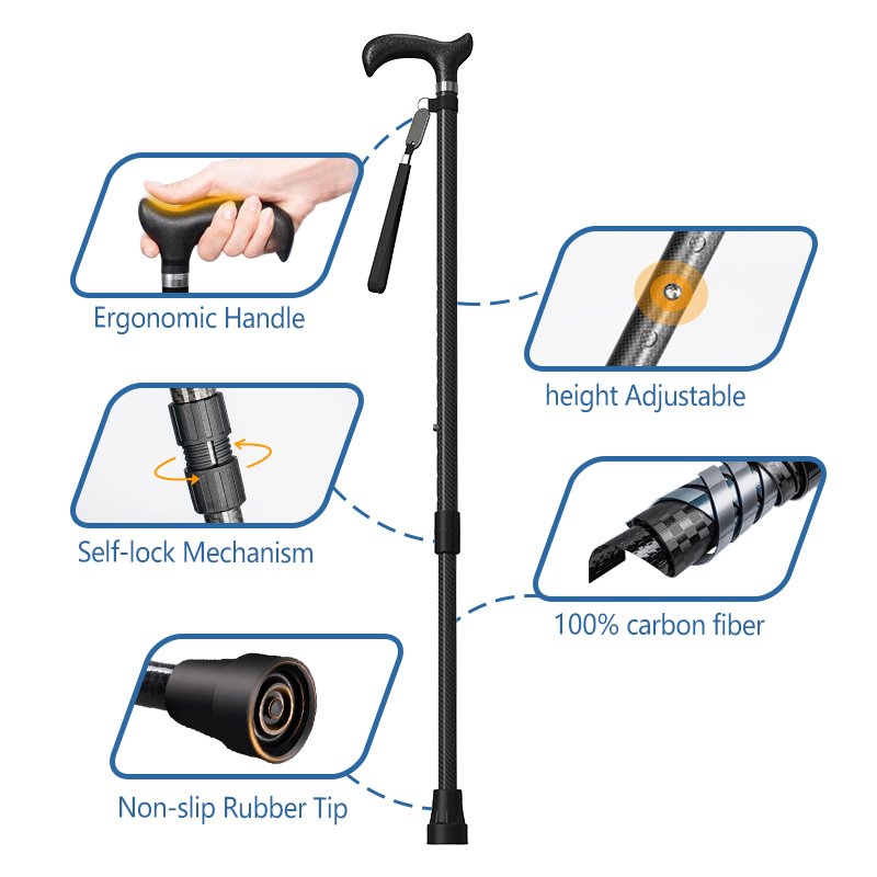 Медицинская реабилитация для взрослых, трость для улицы, складная на четыре ноги, несущая нагрузка 200 фунтов, самостоятельная подставка, костыль из углеродного волокна на предплечье3 Medical Rehabilitation Adult OutdoorWalking Stick Foldable Four Legs 200lb Bearing Load Self Stand Forearm Carbon Fiber Crutch3