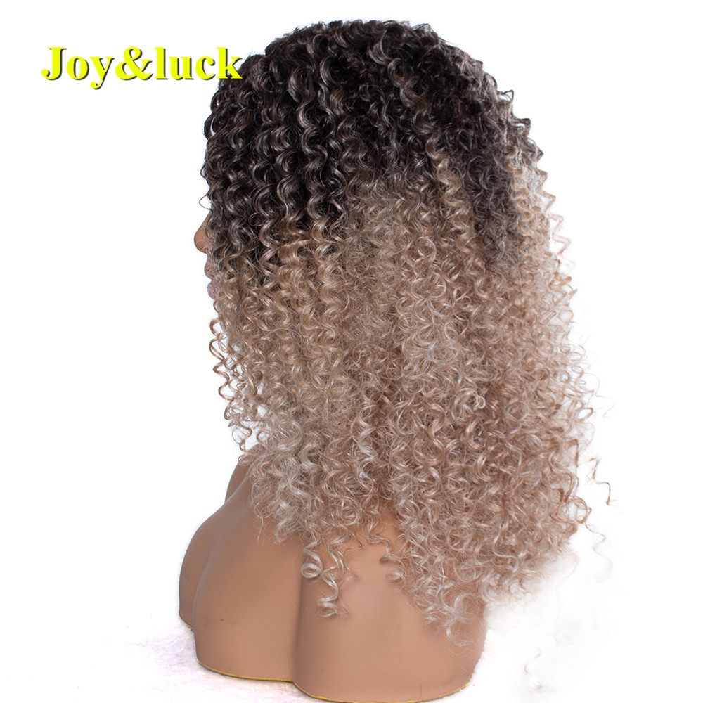 Long Afro Kinky Curly Wigs For Black Women  Black Ombre Blonde Color Natural And Soft Synthetic Hair Wig