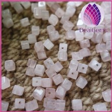 4mm cube rose quartz loose beads