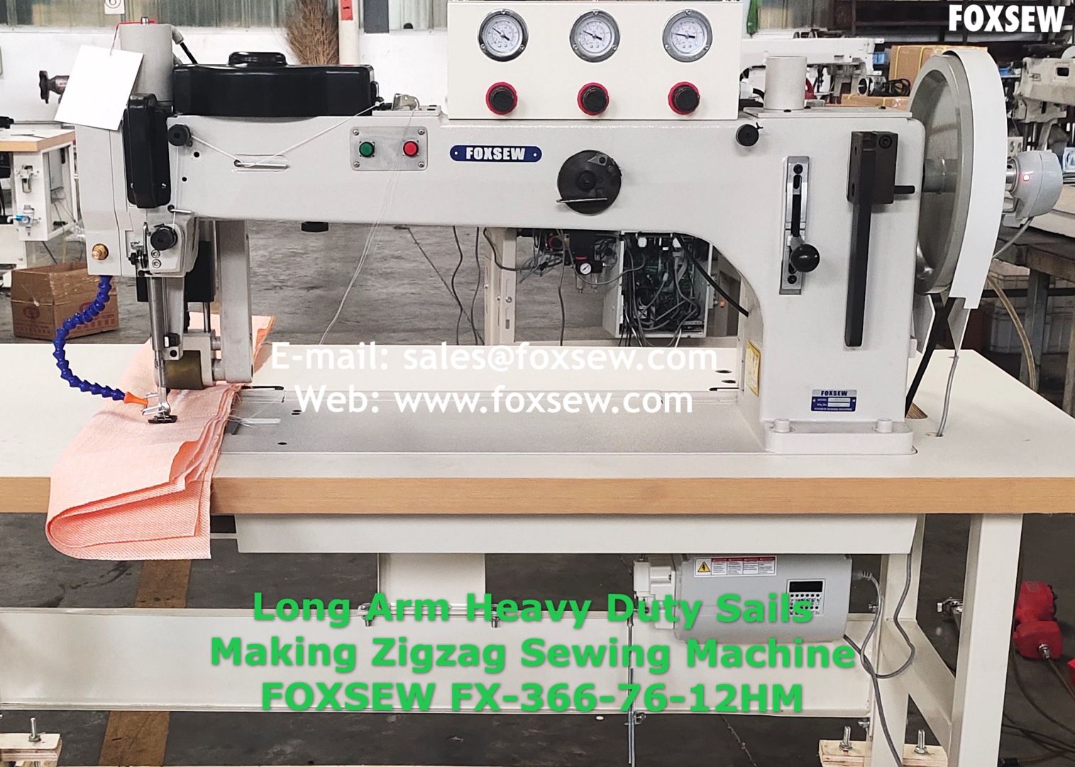 Long Arm Extra Heavy Duty Sails Zigzag Sewing Machines FOXSEW FX-366-76-12HM -1