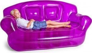 Pvc Inflatable Inflatable Sofa Chair Purple , Transparent Air Couches