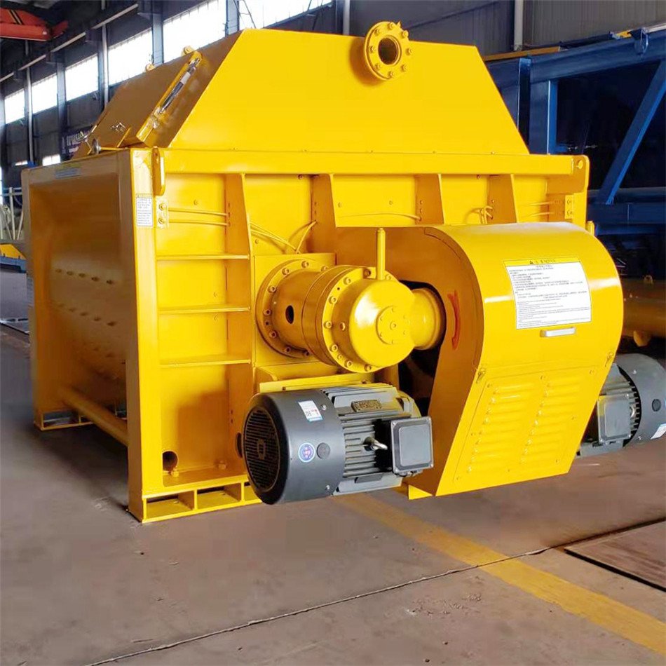 Self loader mechanical twin shaft electrical concrete mixer