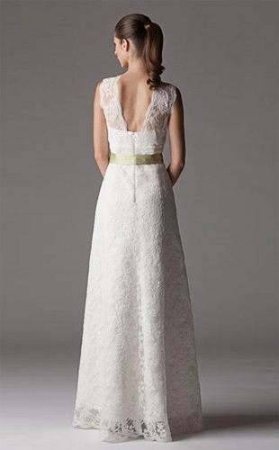 Sheath Column V-neck Floor-length Lace Wedding Dress