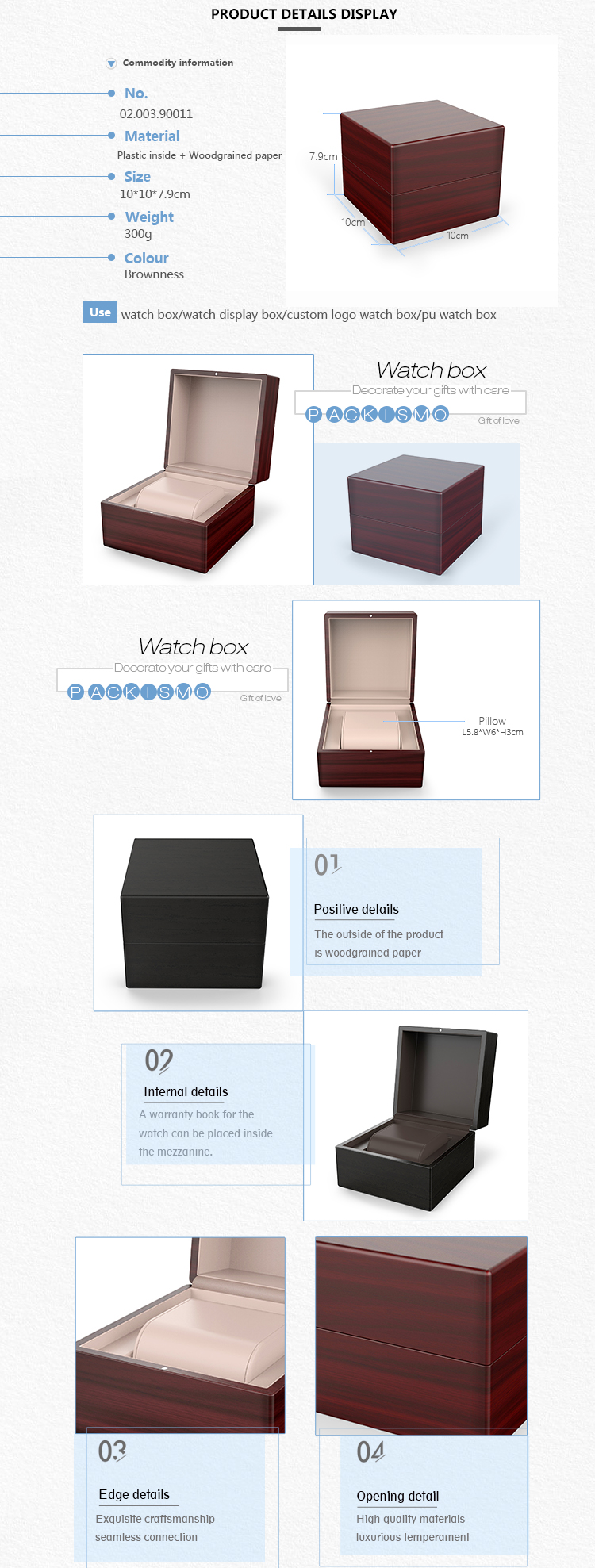 Low price Luxury design customiozed woodgrained paper watch gift box