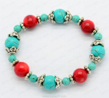 Turquoise red coral bracelet