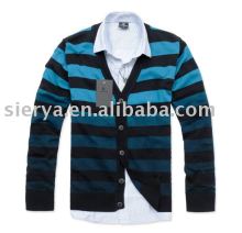 men's cotton knitted stripes fashion cardiagn sweater